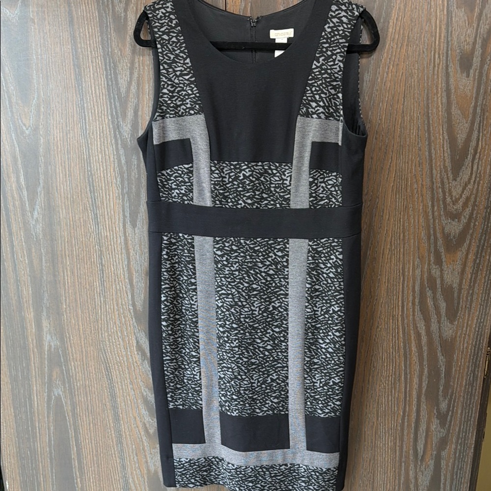 Chico’s Black and Gray Patterned Dress, Size M, Excellent Condition